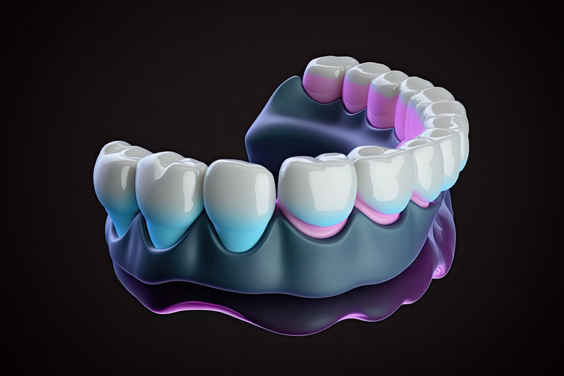 a full mouth dental implant digital model showing a full arch of replacement teeth.